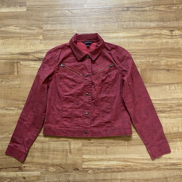 ROCK & REPUBLIC S Jacket Red Ombre Snap Front Western Moto Y2K Rock Festival - Picture 8 of 16
